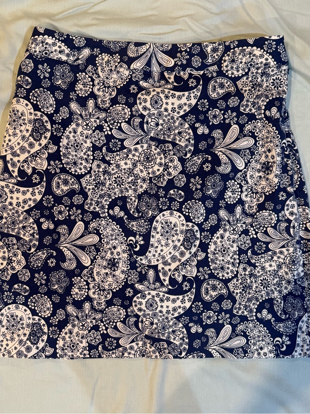 Brooks Brothers Navy and White Paisley Mini Skirt